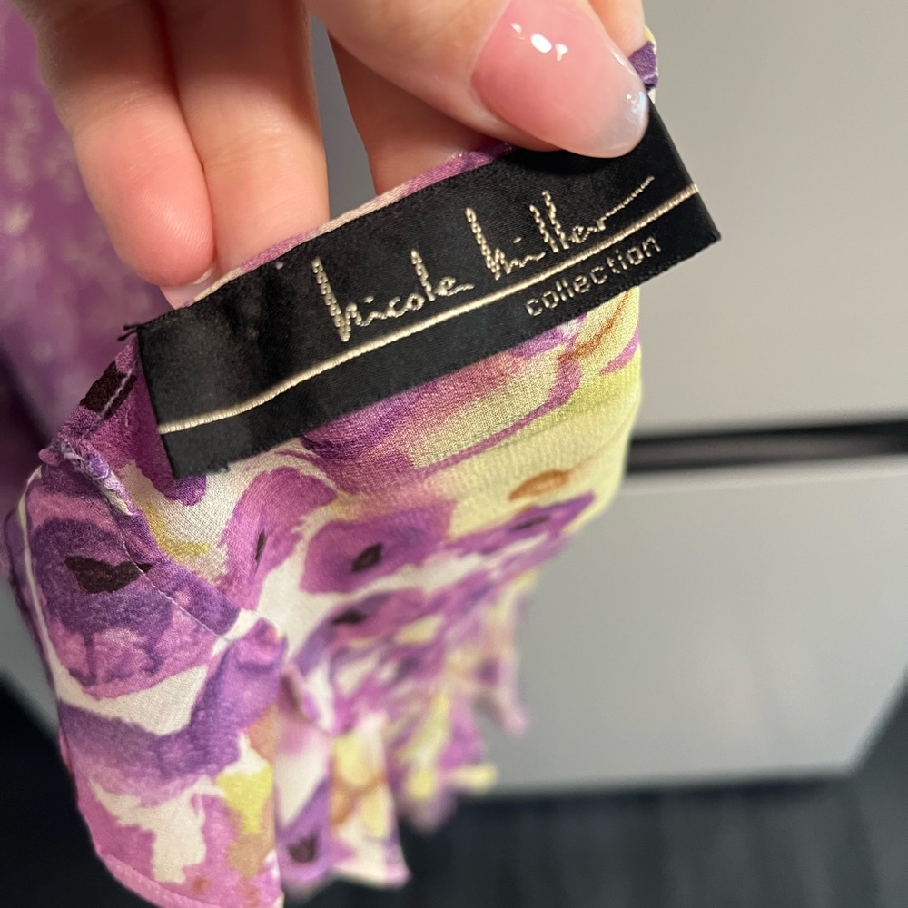 Vintage Nicole Miller Purple and Yellow Floral Dress - Picture 6 of 7